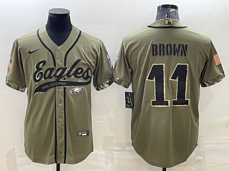 Men Philadelphia Eagles 11 Brown salute green 2022 Nike Co branded NFL Jerseys